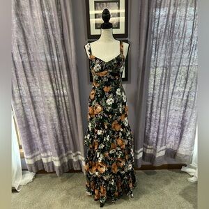 Abercrombie & Fitch Floral Maxi Dress - Black and Orange